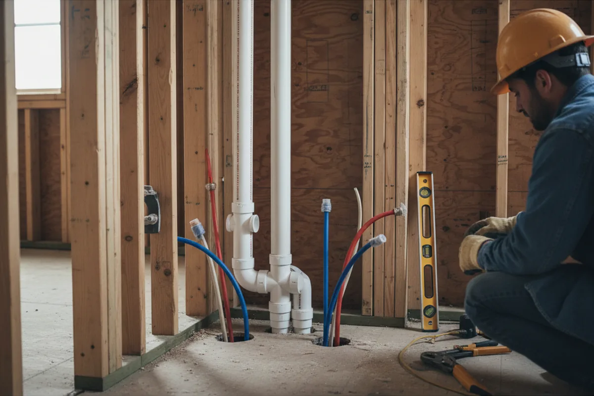 Drain and supply rough-in during Garbage Disposal Repair in Colton
